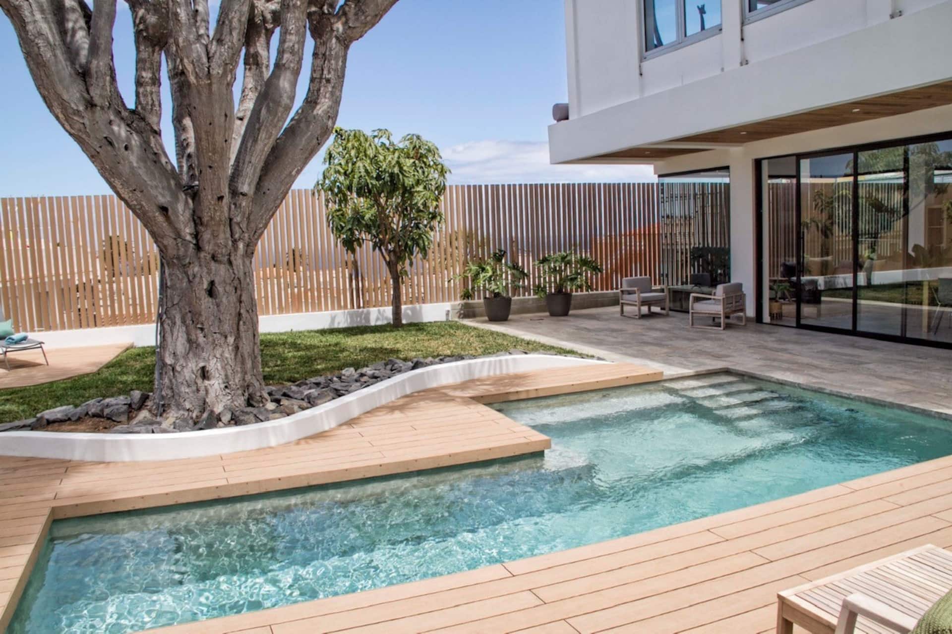 Modern bright villa with pool and tropical garden