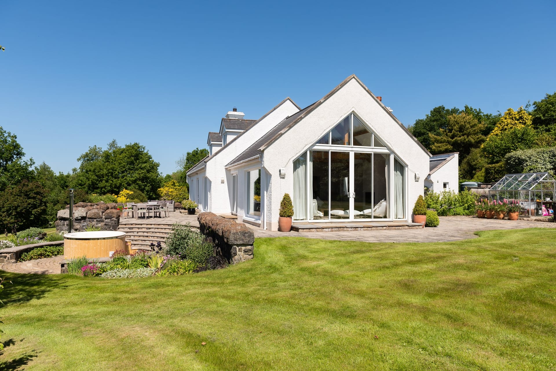 Dundarragh Lodge, its apex window facing the lawn, Coleraine, Northern Ireland