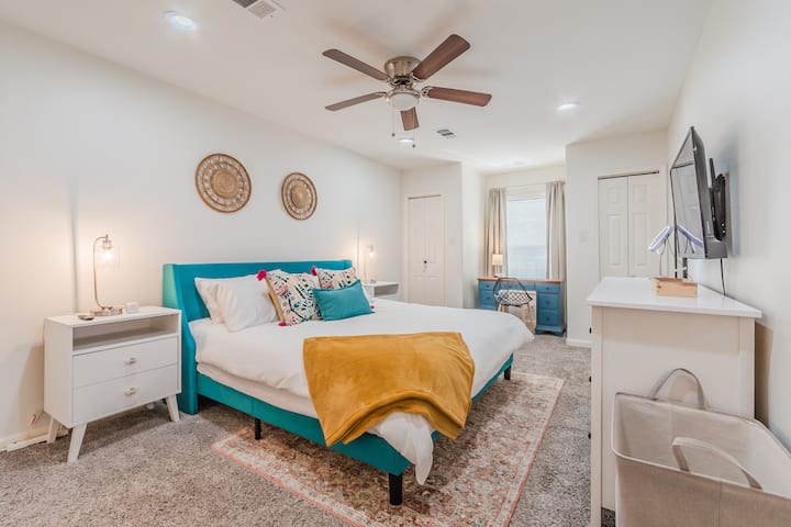 Beautiful master suite with desk space