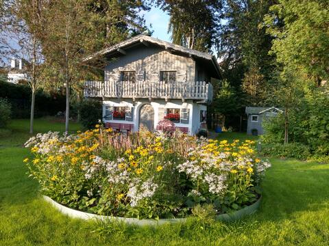 "At the back of the garden"