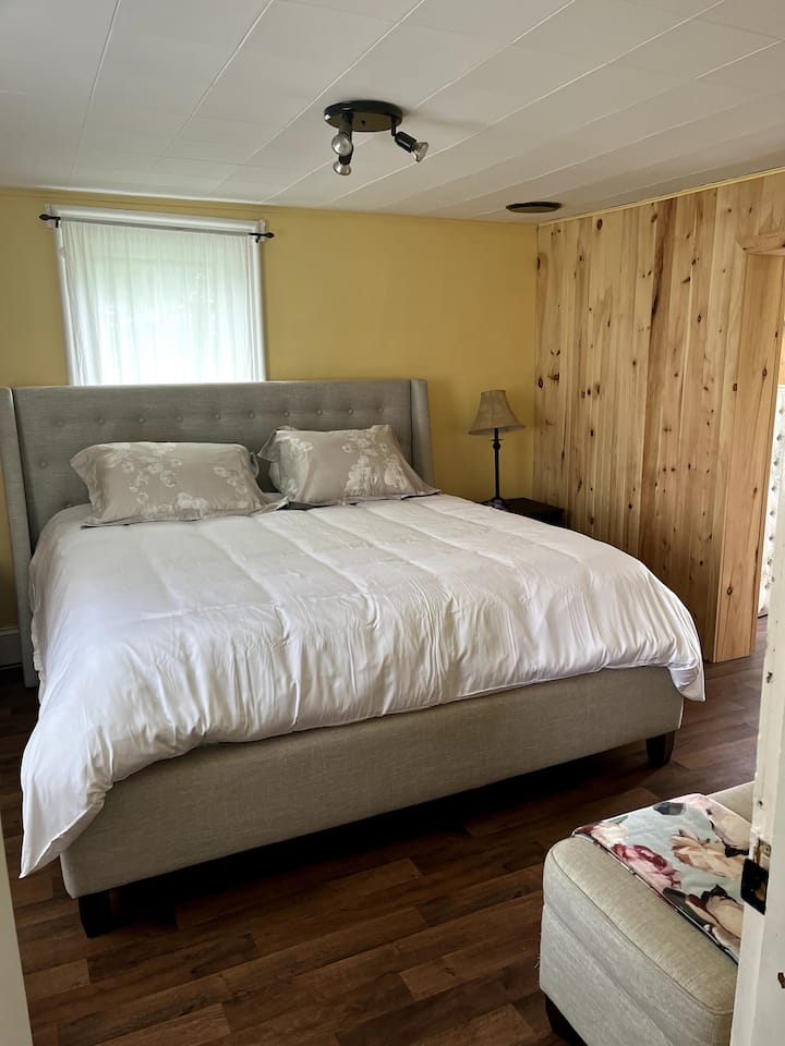 Main Floor King Bed with air conditioning and easy access to main floor full bath.