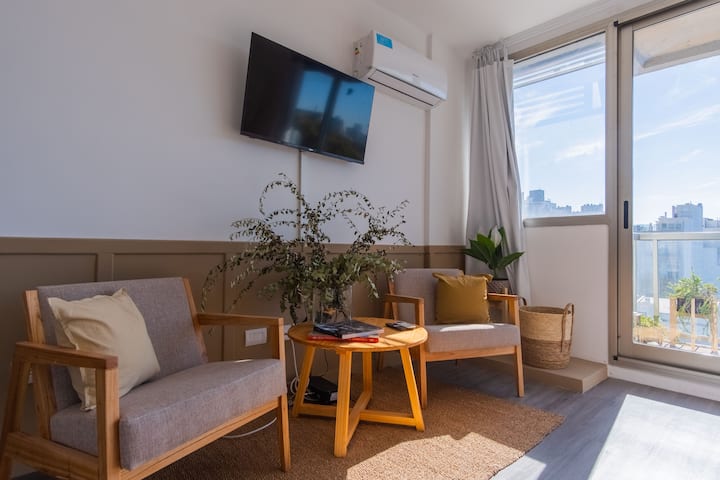 Kitnet mobiliada em Villa Crespo com piscina no prédio