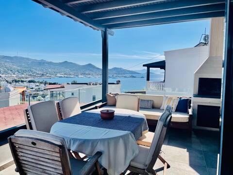 Architectural design house with marina view