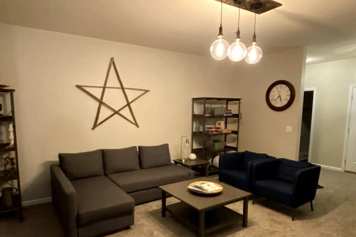 Living Room with Queen Sofa Bed. 