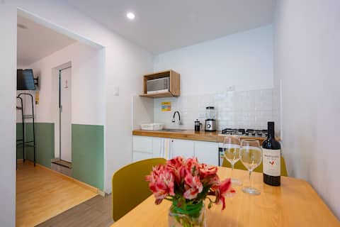 Studio with garden view and shared terrace