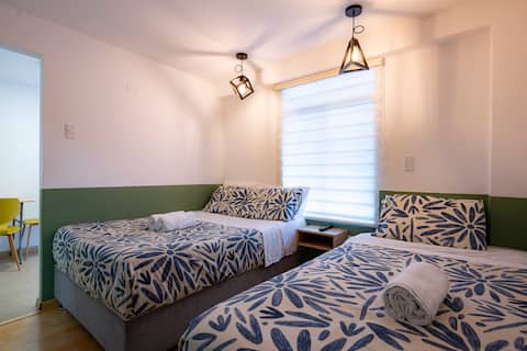 Studio with an interior balcony