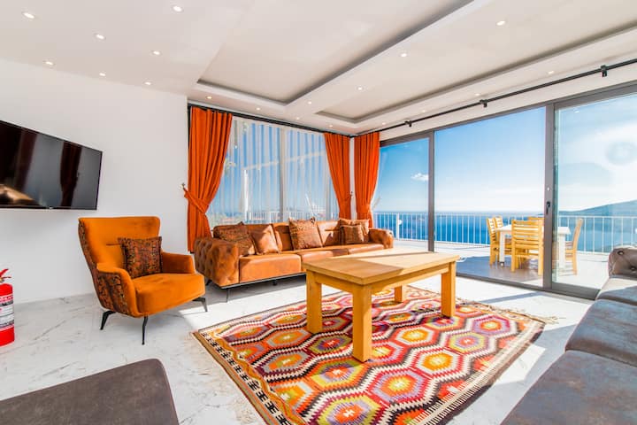 Sea View Villa With Unseen Pool Area, Jacuzzi - Kalkan