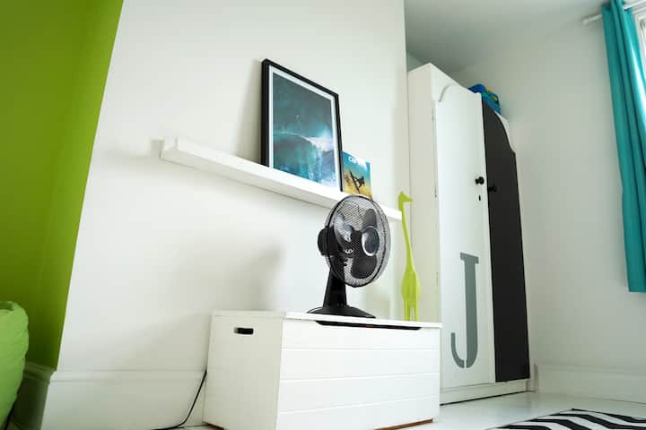 Zig zags meet lime with a comfort cabin bed for a child or teenager