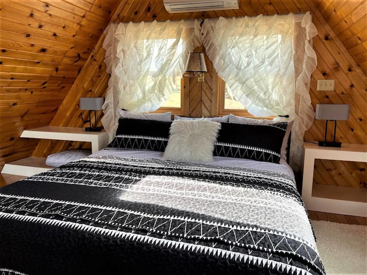 KING size bed in the loft; touch lamps have outlet and USB ports