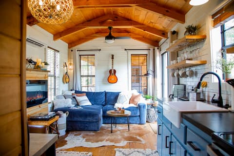 stylish modern cabin with panoramic views