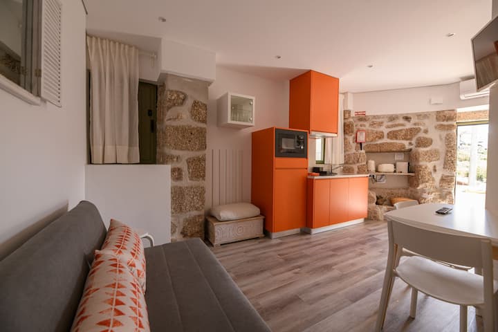 Obývacia izba s plne vybavenou kuchyňou, jedálenský stôl s možnosťou predĺženia až pre 4 osoby. Inteligentná TV a klimatizácia.
K dispozícii je rozkladacia pohovka pre dve osoby.