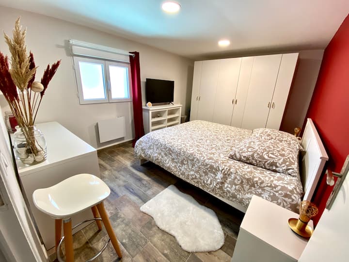 Large bright room with large dressing room