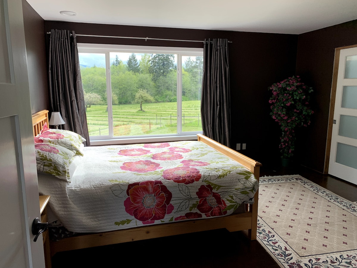 Основна спалня с изглед към полетата