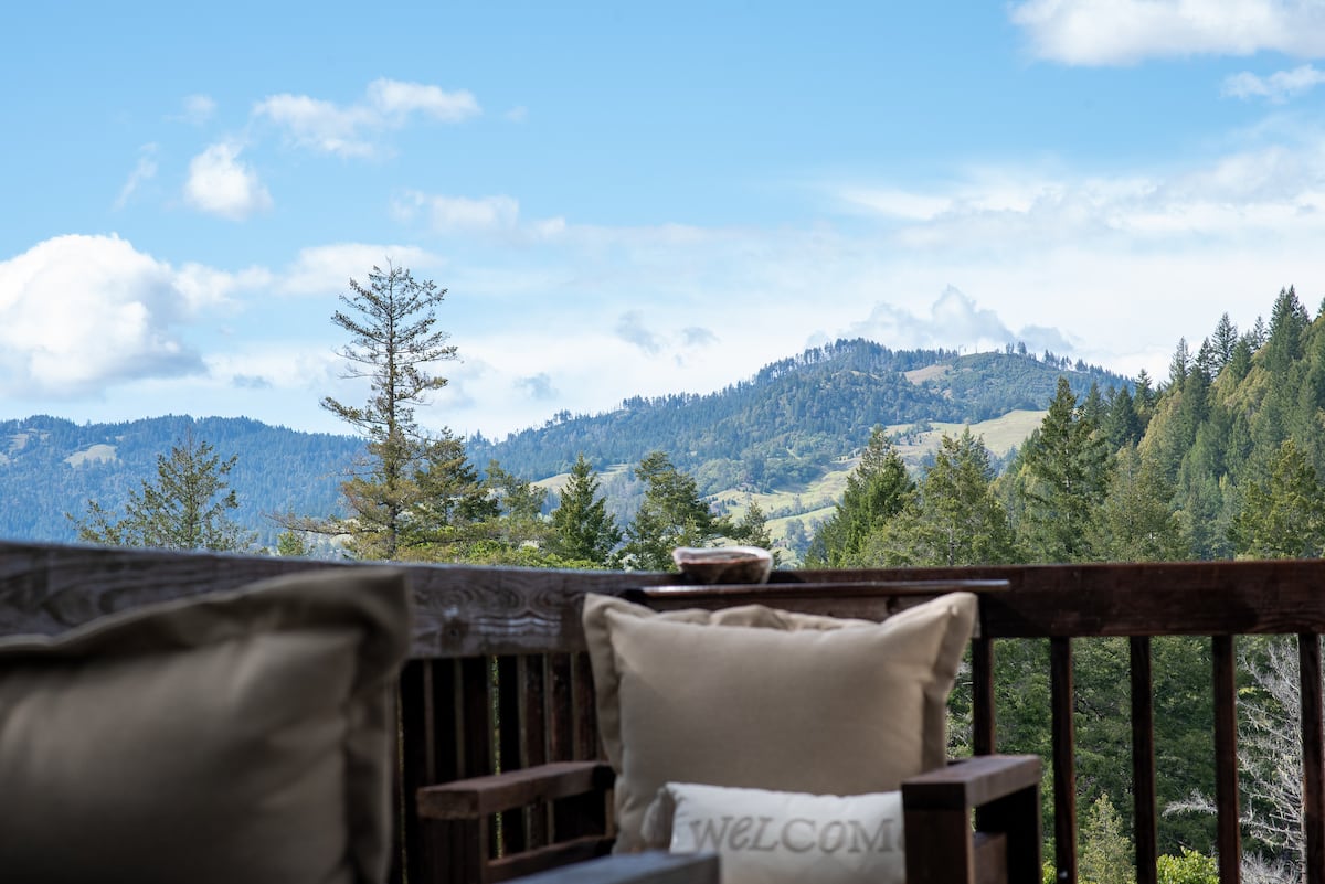 Mountain views from the private patio at Dark Fairy Farm