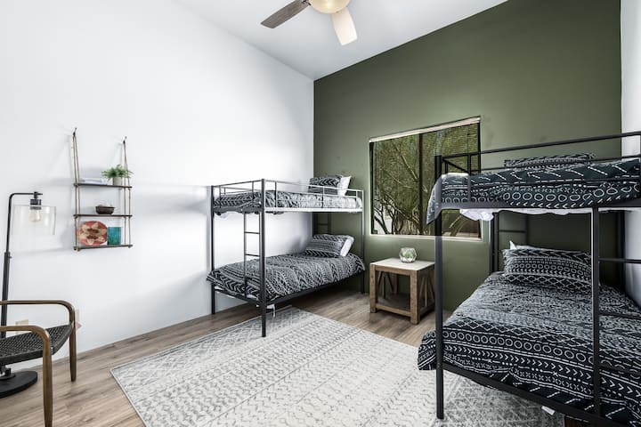 The Saguaro Room features two twin bunk beds with the option to add trundles if needed.  These room are so spacious everyone will have plenty of space.