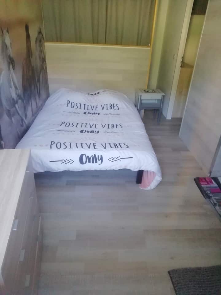 chambre avec salle de bains lit 140 x190