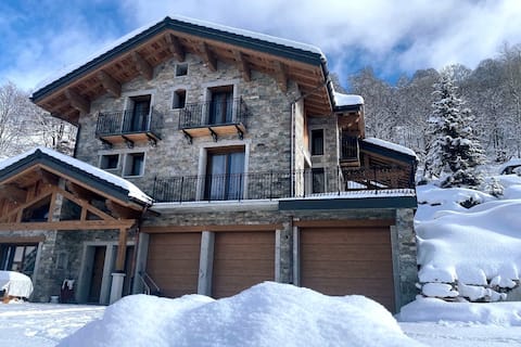 Amazing chalet with spa facing mountains for 12