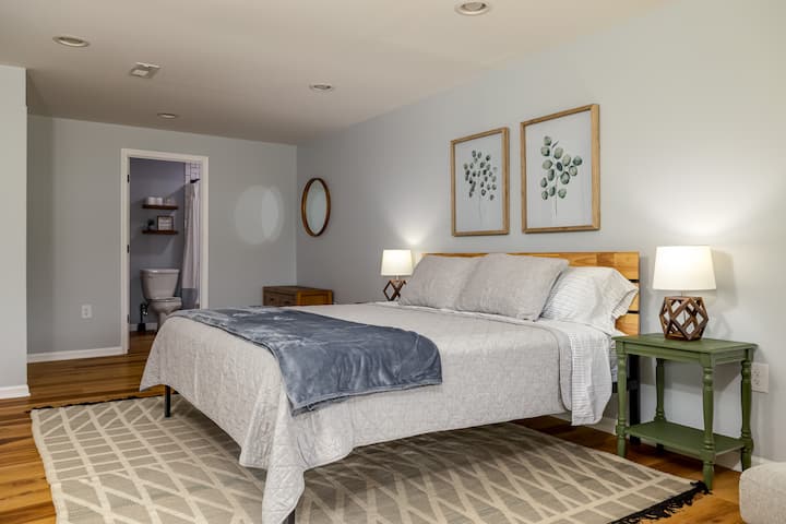 King Size Bedroom in Basement with Full Bathroom