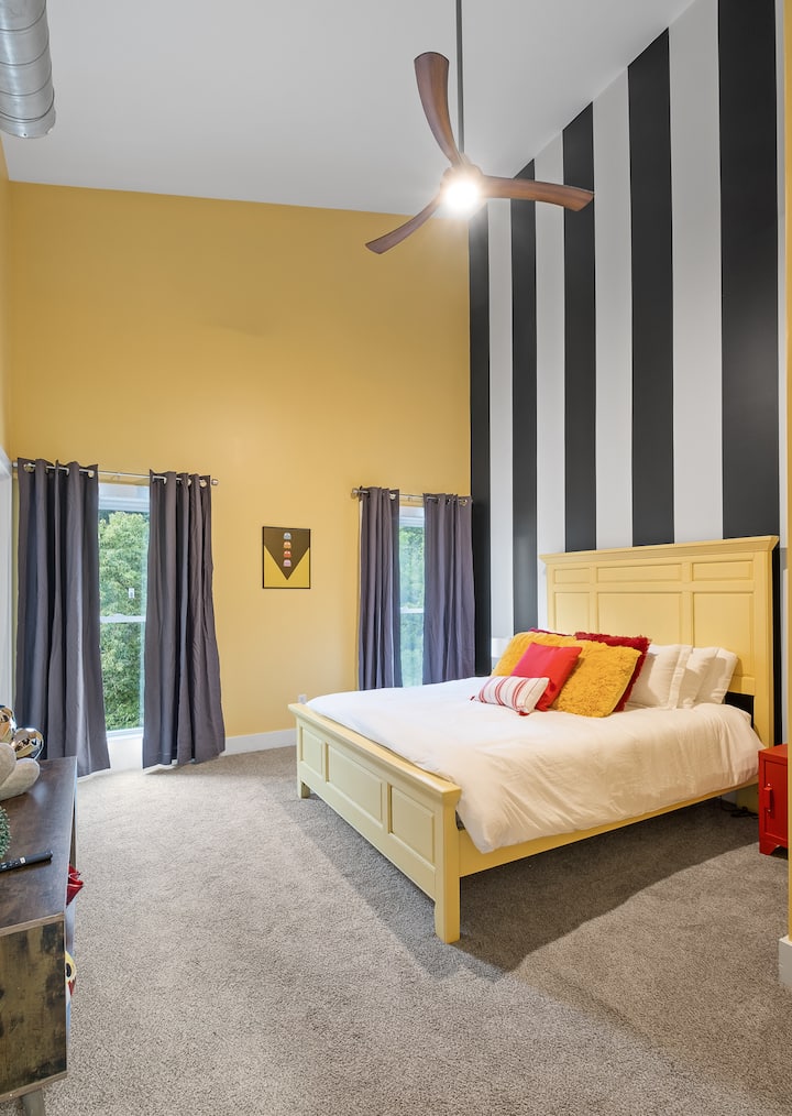 Yellow Bedroom with queen bed