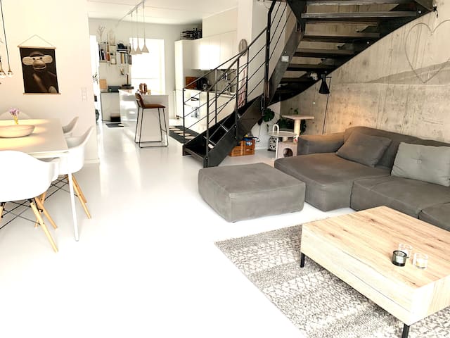 Stylish two-floor apartment with a rooftop terrace