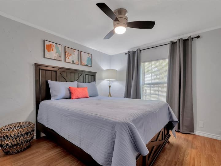Tasteful 2nd bedroom features Queen size bed. Large closet with luggage rack and clothes hamper.