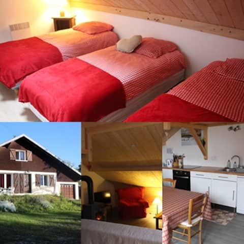 cottage at the foot of waterfalls and lakes