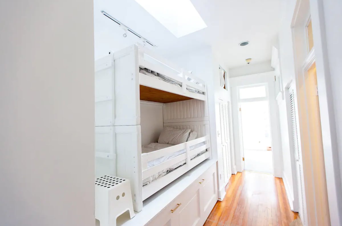 These comfortable twin-size bunk beds are a big hit with the kids — but they each comfortably sleep a full-grown adult.