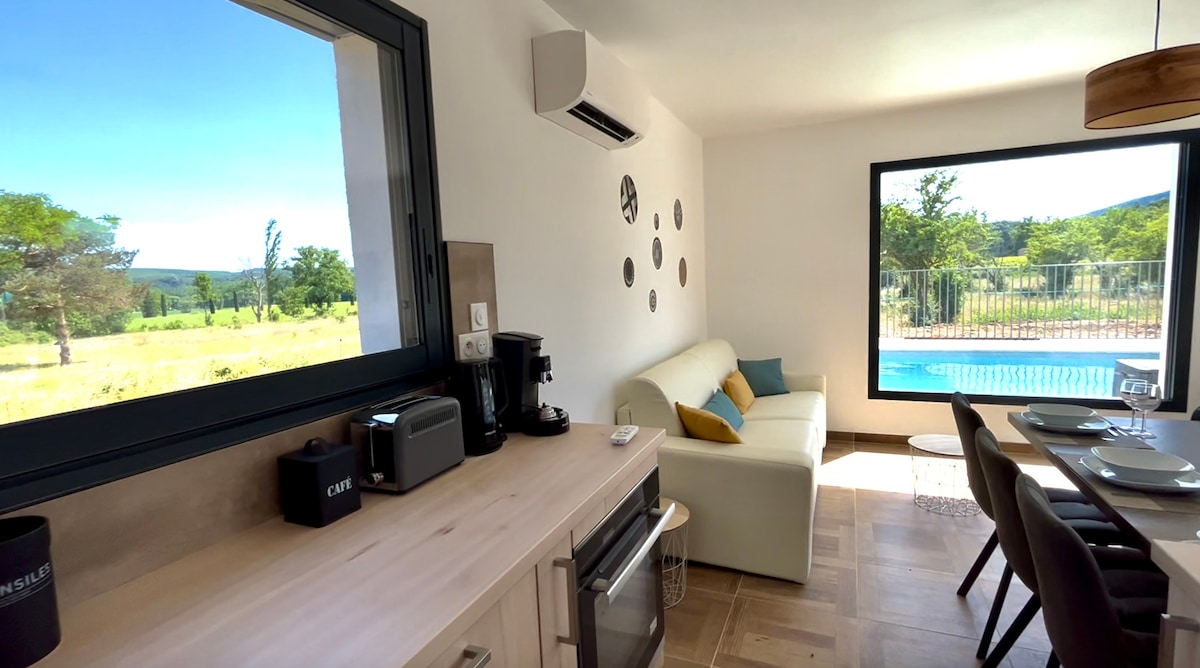 Popular Airbnb listing: Les Oliviers House and Private Pool with Nature View in Vallon Pont D'arc