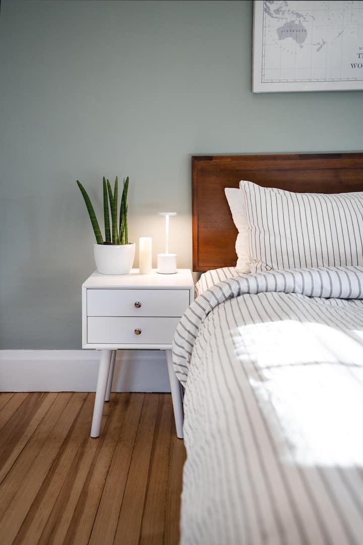 The primary bedroom.