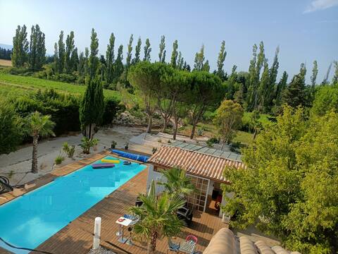 Mas, exotic garden, heated swimming pool in provence
