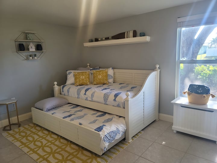 3rd bedroom. Trundle bed with two twin sized medium to firm mattresses. 