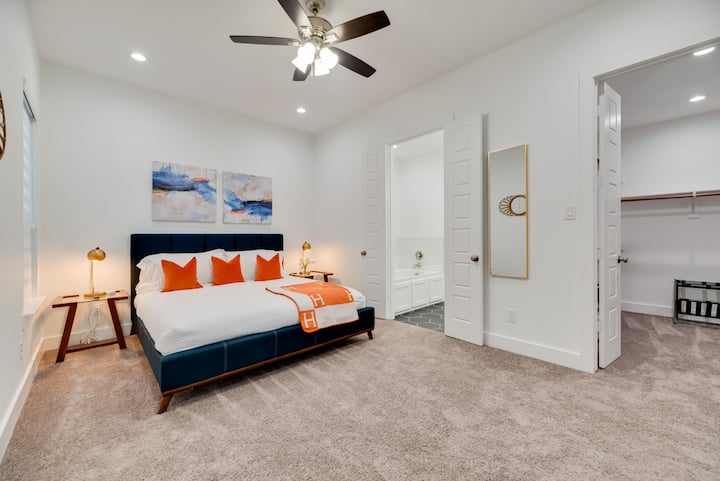 The primary suite includes a walk-in closet and spa-like bath!