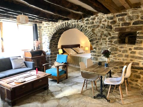 Casa Jal. Stone apartment, fireplace and patio