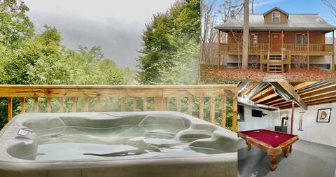 Secluded Mountain Top Cabin /hot tub+Pool tbl+Wif