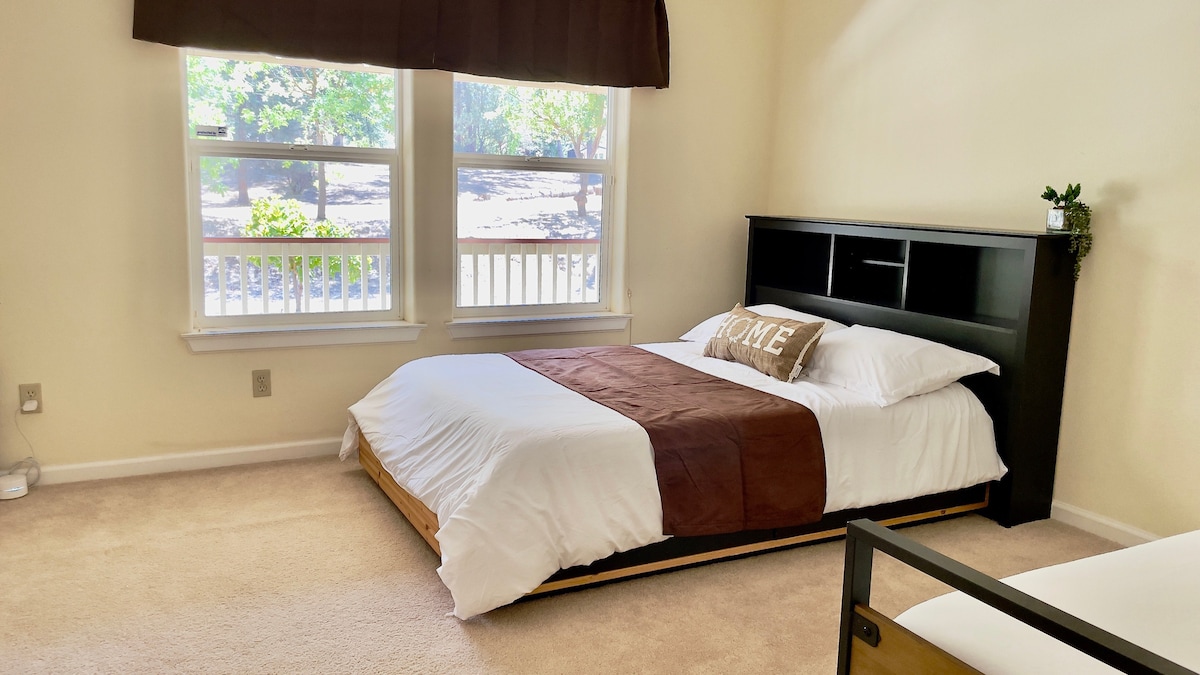 Second Bedroom with memory foam mattress, 1 Twin and 1 twin trundle bed. 1 Full Bed and has a closet