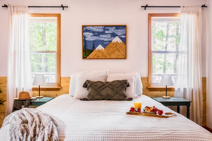 Custom artwork by Marc Dickson in the master bedroom
