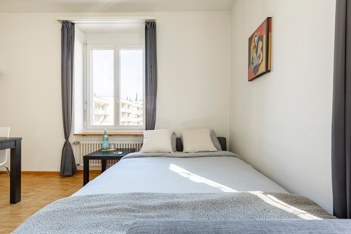 Kama ilivyoelezwa katika tangazo langu, wakati wa ukaaji wako, ninabadilisha sebule kuwa chumba chako cha kulala. Sebule ina mlango na utakuwa na faragha kamili.