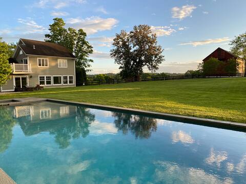 Luxury farmhouse escape w/pool + hot tub/sleeps 12