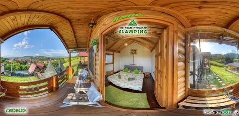 Green bungalow Bosnian pyramid glamping