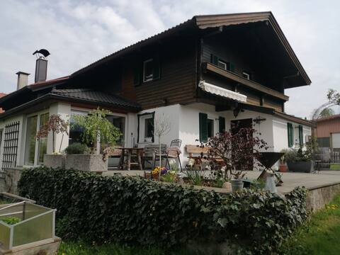 Cheerful house with fireplace and garden