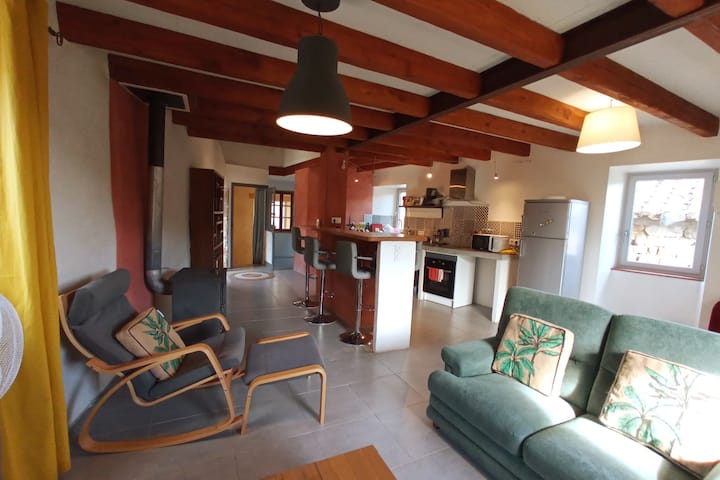 Maison En Pierre 2 Ch +Cuisine Extérieure, Piscine - Joyeuse