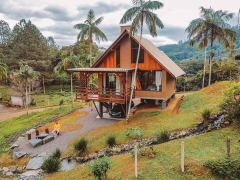 Chalé Palmen Haus with a hot tub