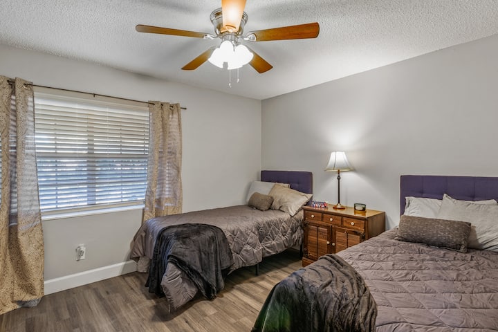 Guest Bedroom 1 with two TwinXL "Cloud mattress" beds. 
