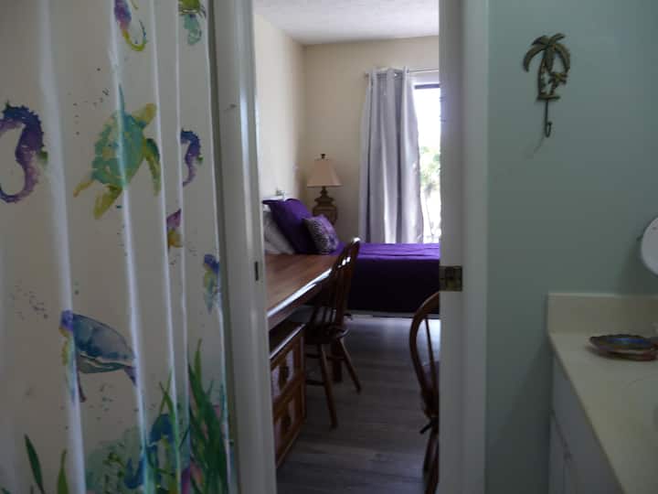 Სააბაზანოდან საძინებელში გადაღებული ხედი