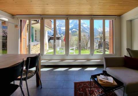 centrally located family apartment with mountain views
