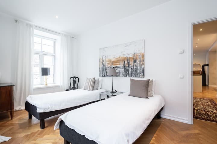 Bedroom number 1
with comfortable hotel quality beds and linens