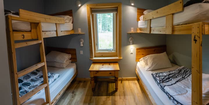 Bunk Bed Room
This room has 2 bunk beds and sleeps 4 people. It is perfect for groups or families with children!