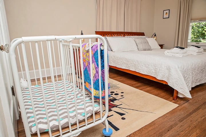 Portable Crib upon request in California King Room