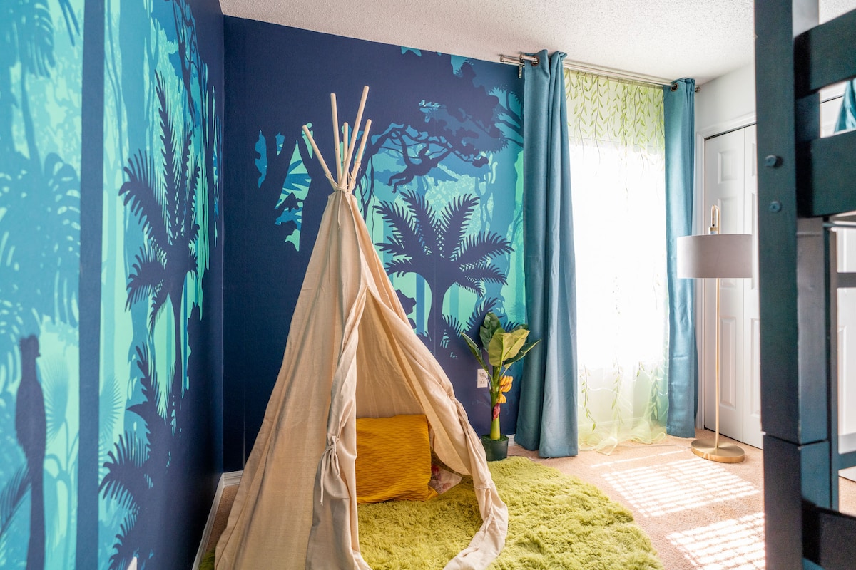 Bedroom 3.  Themed kids room with bunk beds.