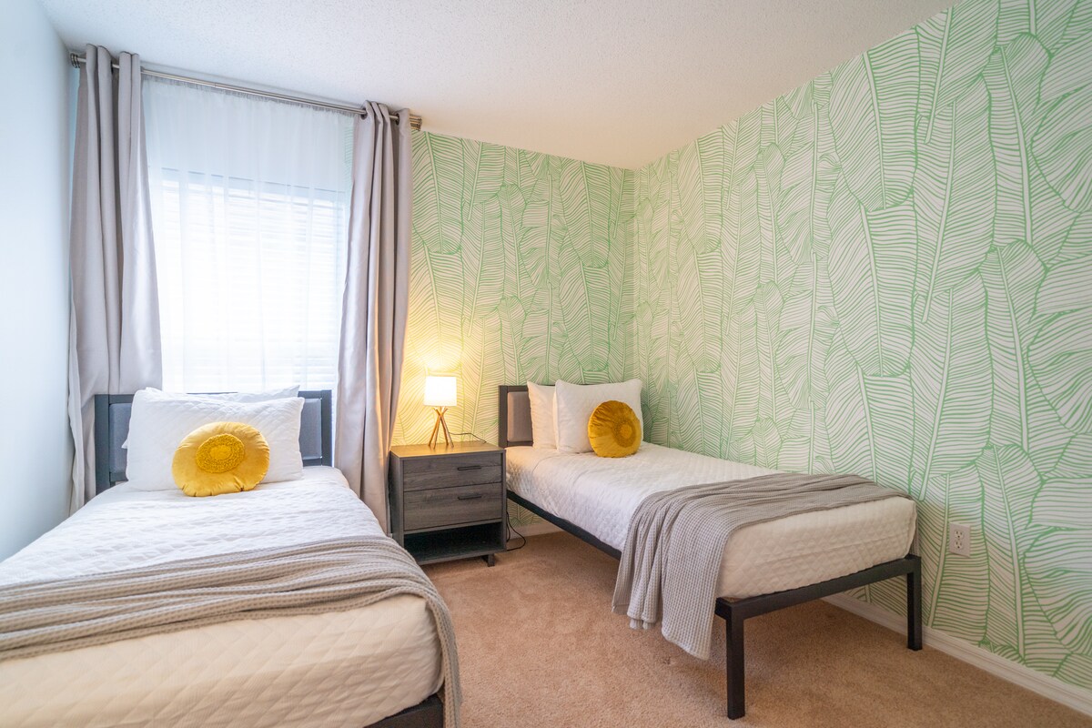 Bedroom 3.  Two twin beds with an additional fold-away bed in the closet.